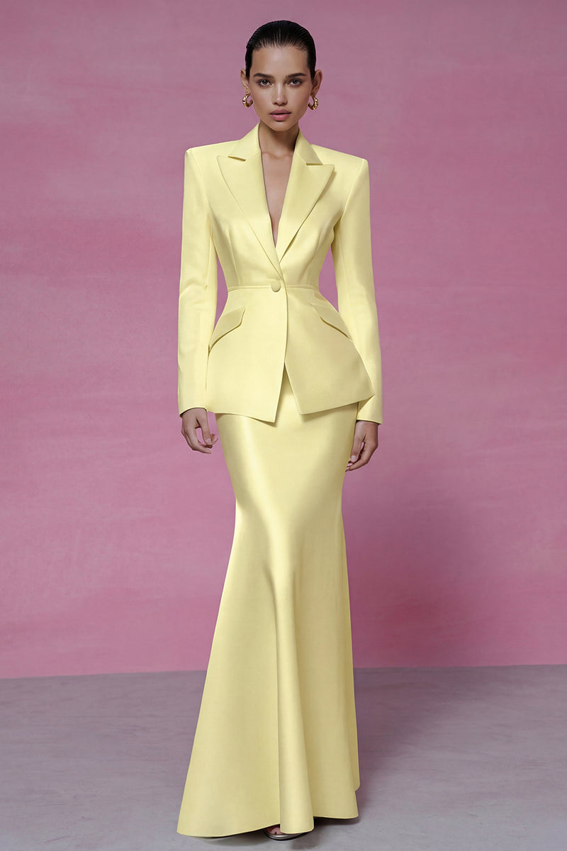 Load image into Gallery viewer, 2 Piece Ivory Peak Lapel Mermaid Long Business Suits