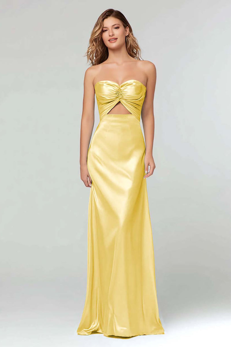 Load image into Gallery viewer, Light Blue Sheath Satin Sweetheart Long Formal Dress