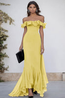 Load image into Gallery viewer, Black Mermaid Chiffon Maxi Formal Dress with Ruffles