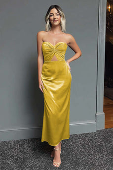 Dark Navy Sweetheart Satin Sheath Long Formal Dress
