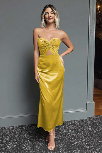 Dark Navy Sweetheart Satin Sheath Long Formal Dress