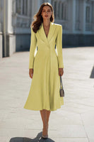 Load image into Gallery viewer, Sky Blue Satin Shawl Lapel A Line Midi Blazer Dress with Sleeves