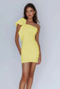 Load image into Gallery viewer, Satin One Shoulder Short White Dress with Bow