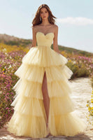 Load image into Gallery viewer, Princess Pink Tulle Sweetheart Long Prom Dress with Ruffles