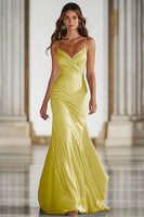 Load image into Gallery viewer, Dark Green Stretch Satin Spaghetti Straps Long Formal Dress