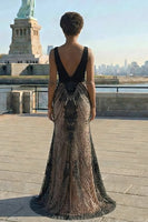 Load image into Gallery viewer, Sparkly Mermaid Sequins Black Long Prom Dress