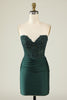 Load image into Gallery viewer, Strapless Dark Green Short Prom Dress with Beading
