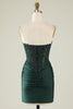 Load image into Gallery viewer, Strapless Dark Green Short Prom Dress with Beading