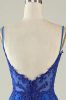 Load image into Gallery viewer, Spaghetti Straps Dark Green Short Prom Dress with Beading