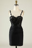 Load image into Gallery viewer, Spaghetti Straps Sequins Black Short Prom Dress