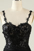 Load image into Gallery viewer, Spaghetti Straps Sequins Black Short Prom Dress