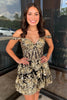 Load image into Gallery viewer, Glitter Golden Asymmetrical A-Line Short Lace Party Dress