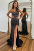 Load image into Gallery viewer, Sparkly Black Mermaid Sweetheart Long Beaded Prom Dress With Slit
