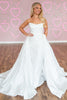 Load image into Gallery viewer, White A-Line Satin Strapless Long Prom Dress with Cape