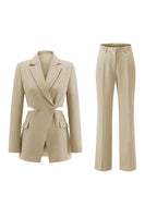 Load image into Gallery viewer, 2 Piece Grey Blue Notched Lapel Cut Out Women Prom Suits