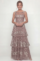 Load image into Gallery viewer, Dusty Rose Floral Long A Line Mother of the Bride Dress with Ruffles