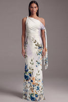 Load image into Gallery viewer, Floral Ruched Mermaid Maxi Black Beach Wedding Guest Dress