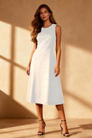 Load image into Gallery viewer, Simple Black Round Neck Satin Bodycon Midi Cocktail Dress