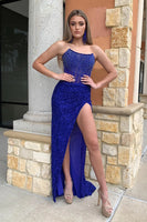 Load image into Gallery viewer, Sparkly Strapless Gold Mermaid Maxi Prom Dress with Slit