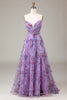 Load image into Gallery viewer, A-line Strapless Floral Printed Long Prom Dress with Slit