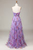 Load image into Gallery viewer, A-line Strapless Floral Printed Long Prom Dress with Slit