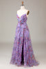 Load image into Gallery viewer, A-line Strapless Floral Printed Long Prom Dress with Slit