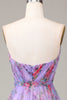 Load image into Gallery viewer, A-line Strapless Floral Printed Long Prom Dress with Slit