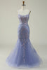 Load image into Gallery viewer, Sparkly Mermaid Purple Long Prom Dress with Appliques