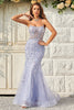 Load image into Gallery viewer, Sparkly Mermaid Purple Long Prom Dress with Appliques