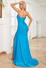Load image into Gallery viewer, Sweetheart Blue Long Prom Dress with Slit