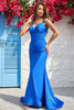 Load image into Gallery viewer, Mermaid V-Neck Blue Long Prom Dress with Ruffles