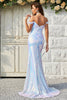 Load image into Gallery viewer, Off The Shoulder Sparkly White Long Prom Dress with Slit