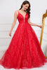 Load image into Gallery viewer, Deep V-Neck Backless Red Ball Gown Dress