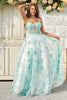 Load image into Gallery viewer, Tulle Spaghetti Straps Green Corset Prom Dress