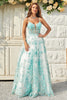 Load image into Gallery viewer, Tulle Spaghetti Straps Green Corset Prom Dress