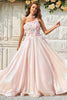 Load image into Gallery viewer, One Shoulder Sparkly Blush Ball Gown Dress with Appliques