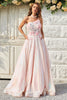 Load image into Gallery viewer, One Shoulder Sparkly Blush Ball Gown Dress with Appliques