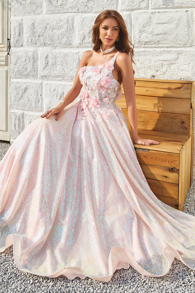 Rose gold pink deals prom dress