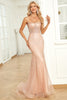 Load image into Gallery viewer, Glitter Mermaid Spaghetti Straps Blush Corset Prom Dress