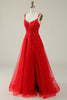 Load image into Gallery viewer, Tulle Spaghetti Straps Red Ball Gown Dress with Appliques
