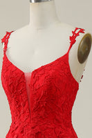 Load image into Gallery viewer, Tulle Spaghetti Straps Red Ball Gown Dress with Appliques