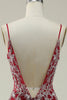 Load image into Gallery viewer, Mermaid Spaghetti Straps Sequins Burgundy Long Prom Dress with Bronzing