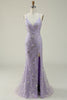 Load image into Gallery viewer, Sparkly Mermaid V-Neck Sequins Purple Long Prom Dress with Slit