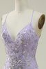 Load image into Gallery viewer, Sparkly Mermaid V-Neck Sequins Purple Long Prom Dress with Slit