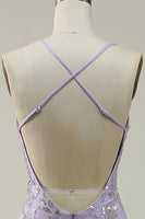 Load image into Gallery viewer, Sparkly Mermaid V-Neck Sequins Purple Long Prom Dress with Slit