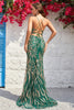Load image into Gallery viewer, Lace-Up Back Mermaid Dark Green Long Prom Dress with Slit