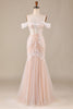 Load image into Gallery viewer, Mermaid Cold Shoulder Ivory and Champagne Wedding Dress with Appliques