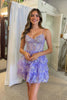 Load image into Gallery viewer, Sparkly Dark Blue Corset Top Spaghetti Straps A-Line Lace Short Party Dress