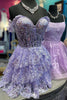 Load image into Gallery viewer, Sparkly Navy Corset Tiered Lace A-Line Short Prom Dress