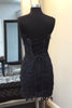 Load image into Gallery viewer, Sparkly Black Corset Lace Tight Short Prom Dress
